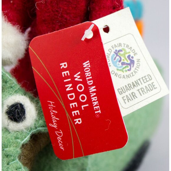 World Market Wool Felt Reindeer on Scooter Christmas Decor Fair Trade NWT - Picture 5 of 6